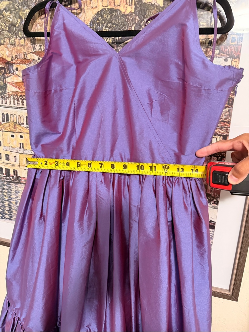 Anthropologie Purple Satin Tiered Party Dress - Picture 6 of 10